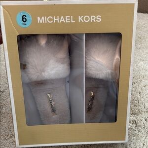 Michael Kors White Fur Slippers
